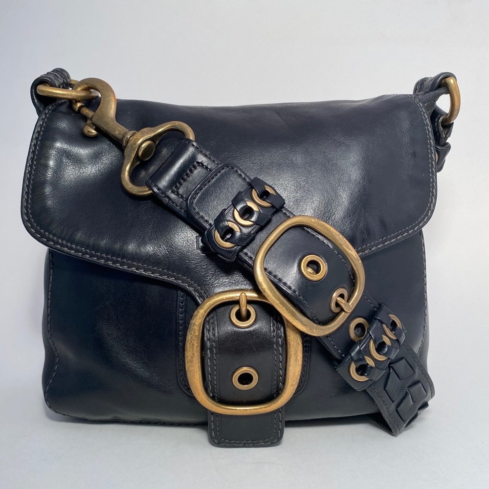 Black Coach Bleecker large flap shoulder bag 11419